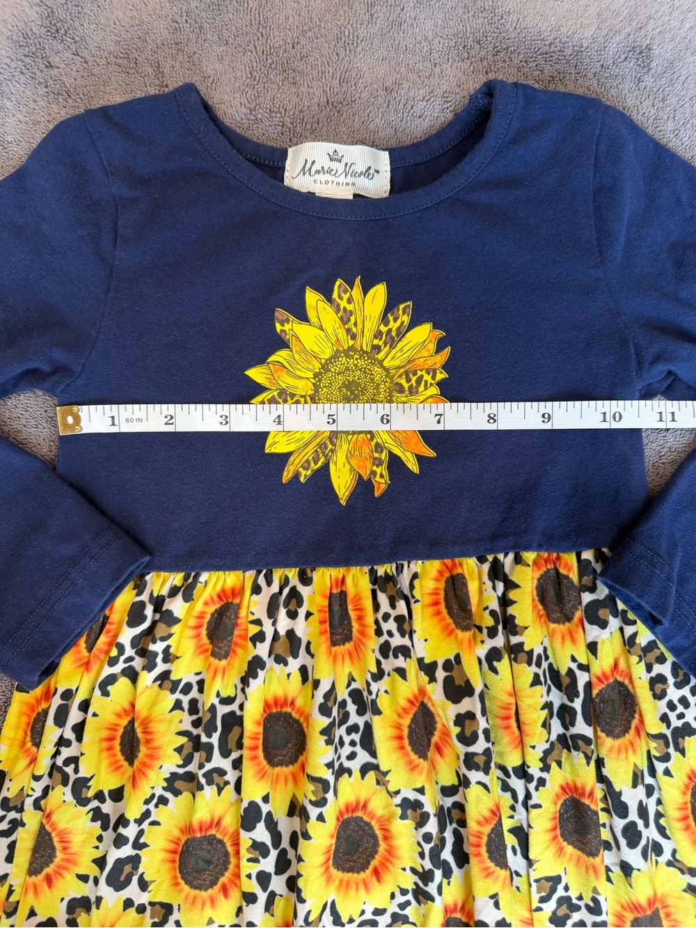 Sunflower Patch Navy & Yellow Girls Casual Dress - Picture 3 of 7